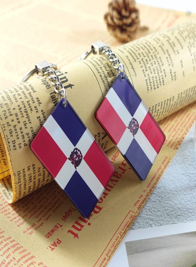 QQSD Dominican Flag Keychain Key Ring, 2 Pack - Image 3